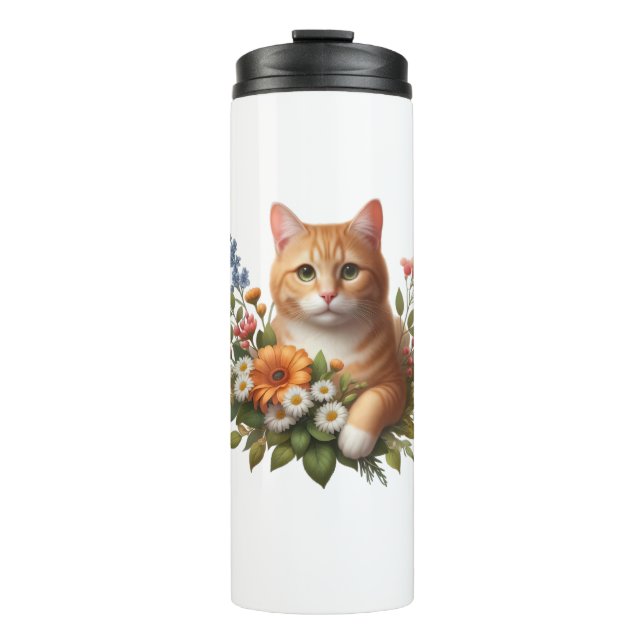 Garrafa Térmica A Kitty em Flor”. 🐾🌼 (Frente)