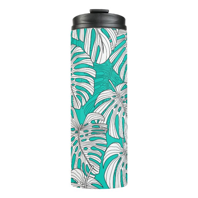 Garrafa Térmica A selva deixa a tropical floral sem costura (Frente)