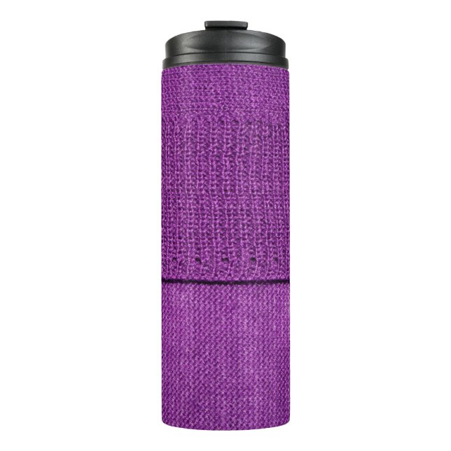 Garrafa Térmica a textura do tecido de malha, um simples roxo  (Frente)