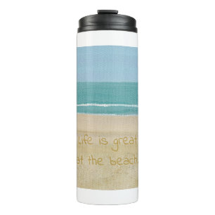 Garrafa Térmica A vida é excelente na praia, ondas de areia oceâni