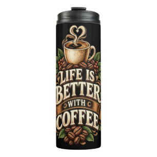 Garrafa Térmica A Vida é Melhor Com Café Vintage Amante de Café
