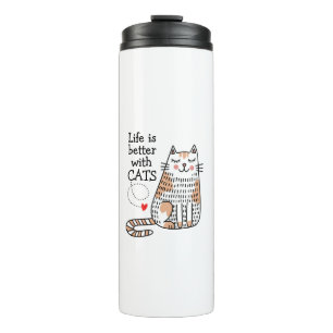 Garrafa Térmica A Vida É Melhor Com Gatos Doodle