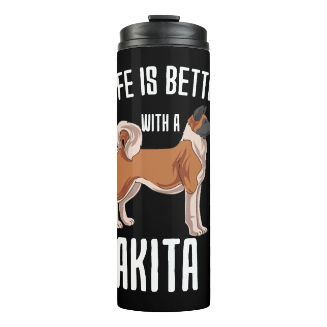 Garrafa Térmica A Vida É Melhor Com Um Akita (Frente)