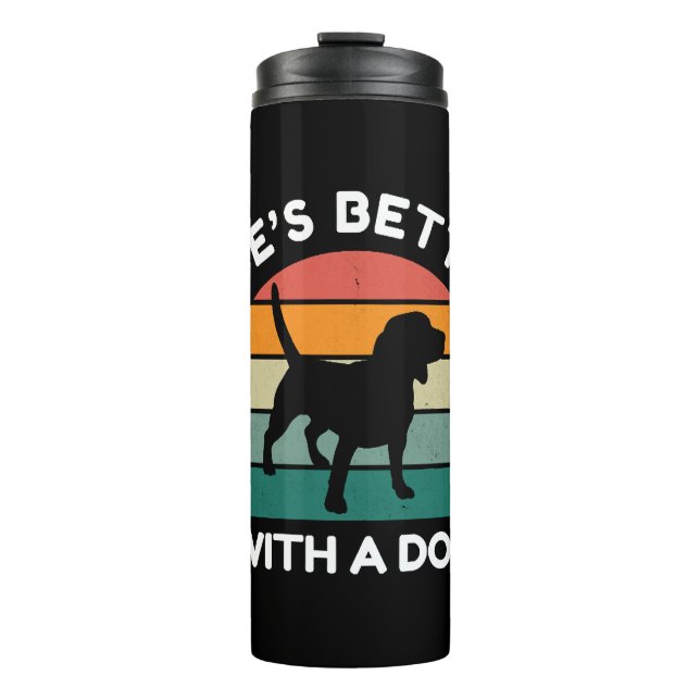 Garrafa Térmica A vida é melhor com um cão - Design do cão (Frente)