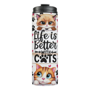 Garrafa Térmica A Vida Engraçada É Melhor Com Gatos