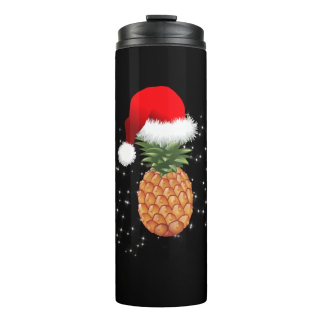Garrafa Térmica Abacaxi de Natal com Natal Hat Xmas Feriado (Frente)