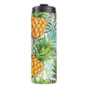 Garrafa Térmica Abacaxi: Padrão Floral Sem Costura.