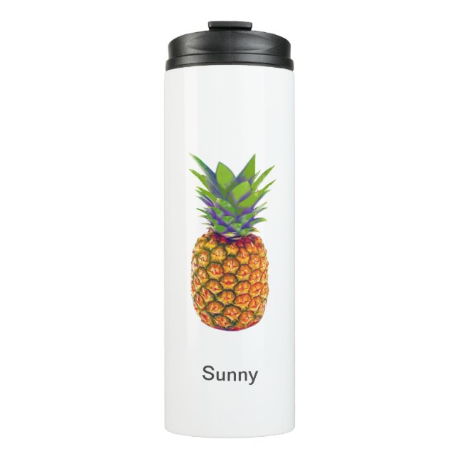 Garrafa Térmica Abacaxi Personalizado em Branco (Frente)