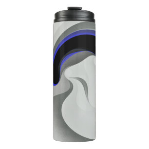 Garrafa Térmica Abaixo do Azul: Cinza Abstrato, Preto e Azul
