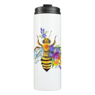 Garrafa Térmica Abeja flor com plantas silvestres
