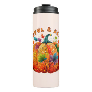 Garrafa Térmica Abençoada e agradecida Bomba de outono