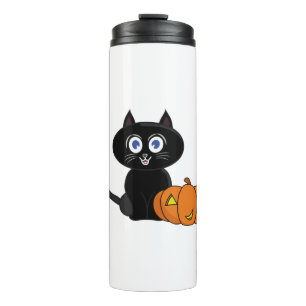 Garrafa Térmica Abóbora Gato Preto Halloween