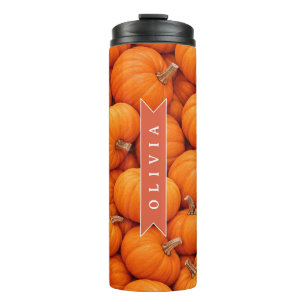 Garrafa Térmica Abóbora Laranja Personalizada de Outono Colheita d
