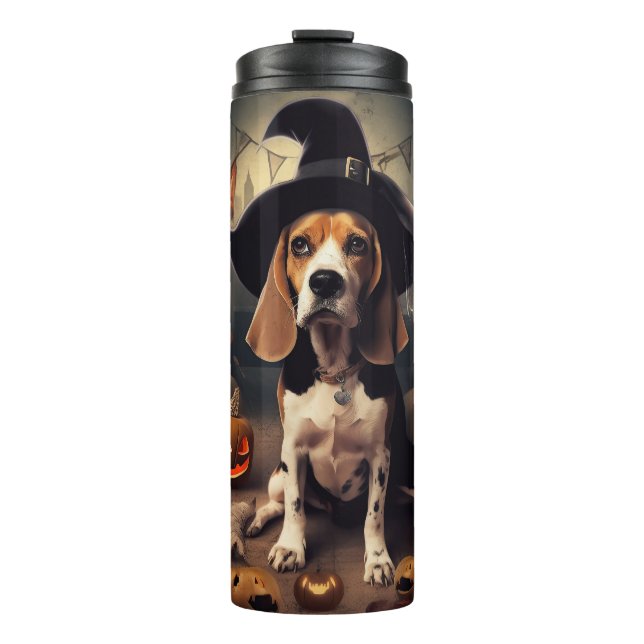 Garrafa Térmica Abóboras Beagle Halloween Assustadoras (Frente)