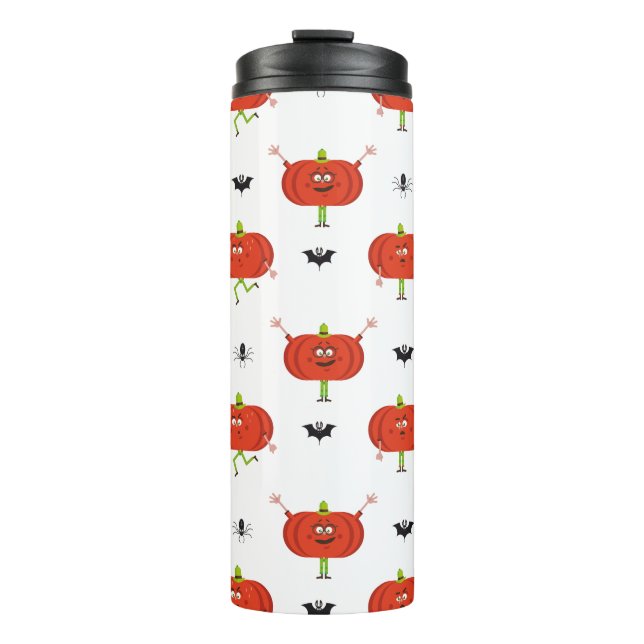 Garrafa Térmica Abóboras de halloween, abóboras, padrão de aranha  (Frente)