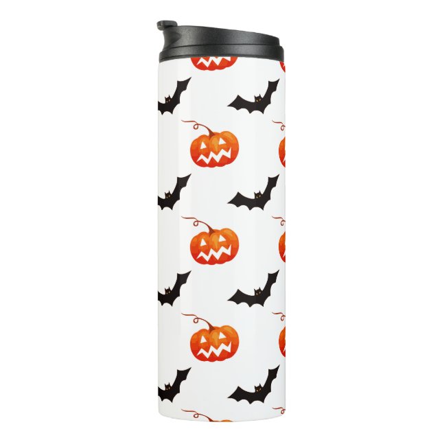 Garrafa Térmica Abóboras e Morcegos de Halloween, Doce ou Travessu (Rotação à direita)