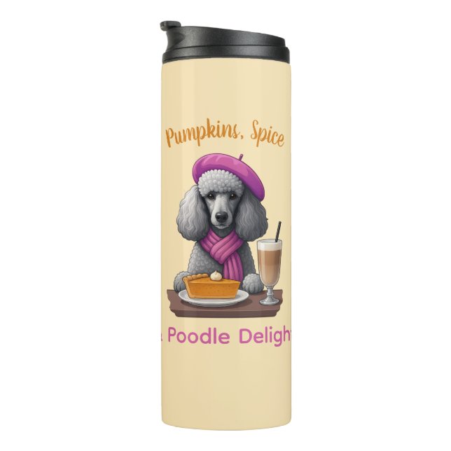 Garrafa Térmica Abóboras, Especiarias e Poodle Delight (Rotação à direita)