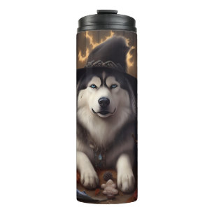 Garrafa Térmica Abóboras Malamute do Alasca Dia das Bruxas Assusta