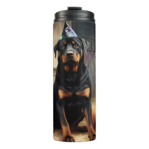 Garrafa Térmica Abóboras Rottweiler Dia das Bruxas Assustador
