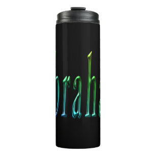 Garrafa Térmica Abraham Name Em Verde Azul E Amarelo,