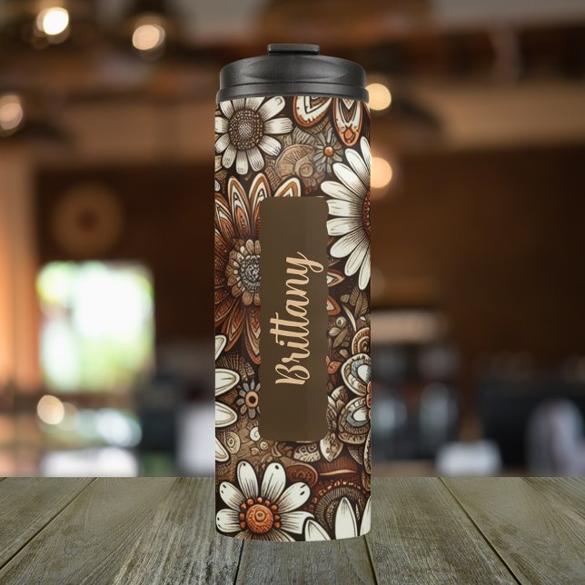 Garrafa Térmica Abril Mês de Aniversário Flower Daisy 16 oz (Personalized 20 oz Tumbler With Birth Month Flower Daisy)