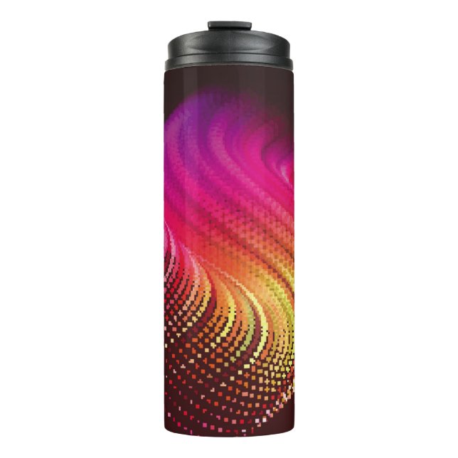Garrafa Térmica Abstract colorful digital landscape with flowing p (Frente)