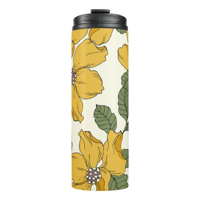 Garrafa Térmica Abstract elegance pattern with floral background.  (Frente)