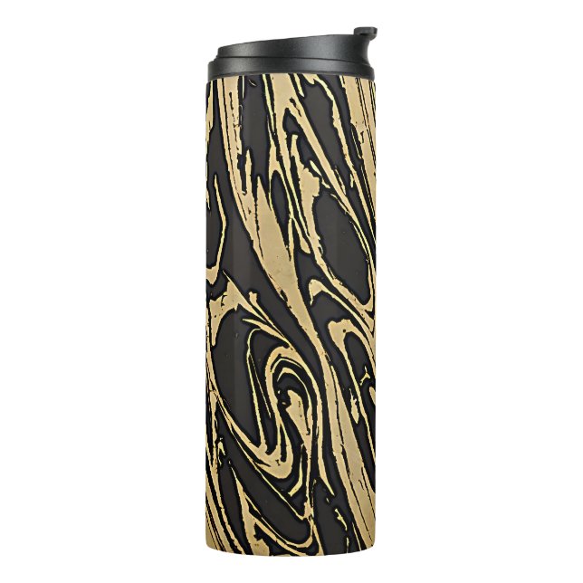 Garrafa Térmica Abstract Fluid Art - Black Marble Effect (Giro à esquerda)