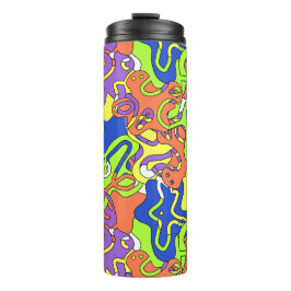 Garrafa Térmica Abstract Neon Doodle Maze Pattern