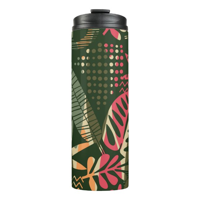 Garrafa Térmica Abstract seamless pattern with tropical leaves. Ha (Frente)