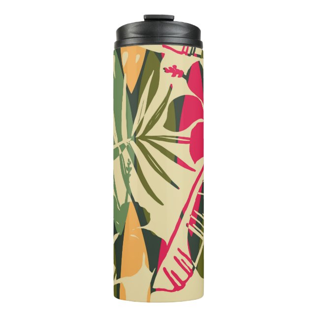 Garrafa Térmica Abstract seamless pattern with tropical leaves. Ha (Frente)