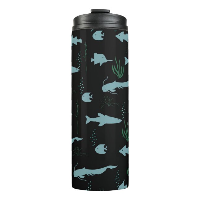 Garrafa Térmica Abstract underwater pattern with fishes and seawee (Frente)