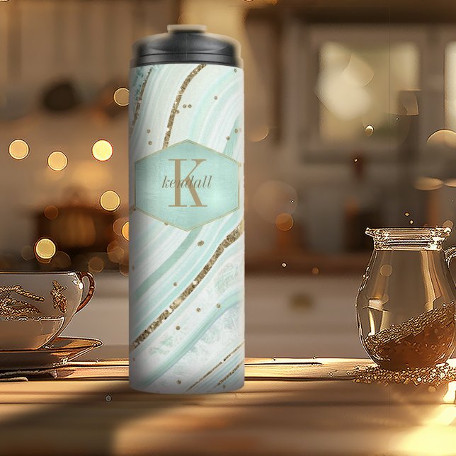 Garrafa Térmica Abstrato Agate Monograma, ID827 (Criador carregado)