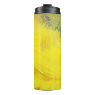 Garrafa Térmica Abstrato amarelo: texturizado, desenhado à mão.