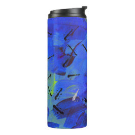 Garrafa Térmica Abstrato Art Blue & Yellow Green Viagem Tumbler