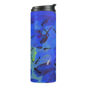 Garrafa Térmica Abstrato Art Blue & Yellow Green Viagem Tumbler