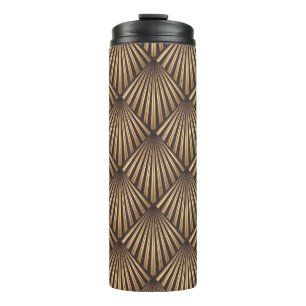 Garrafa Térmica Abstrato Art Deco: Elegância Dourada.