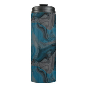 Garrafa Térmica Abstrato azul e Cinza
