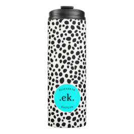 Garrafa Térmica Abstrato de Cachorro Dalmático Monograma Azul Aqua