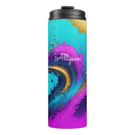 Garrafa Térmica Abstrato de Líquido Dinâmico, Nome do Script Branc