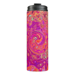 Garrafa Térmica Abstrato de Retro Coral e espiral de mármore roxo