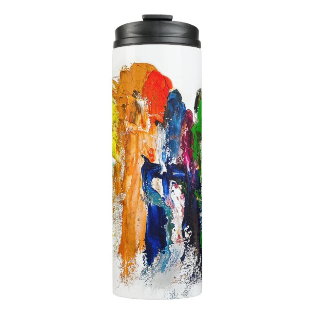 Garrafa Térmica Abstrato Expressão de figuras humanas em movimento (Frente)