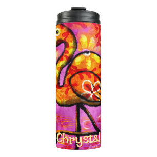 Garrafa Térmica Abstrato Flamingo Bird Personalizado