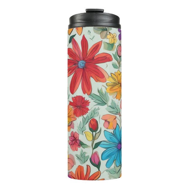 Garrafa Térmica Abstrato floral colorida nº 29 - (Frente)