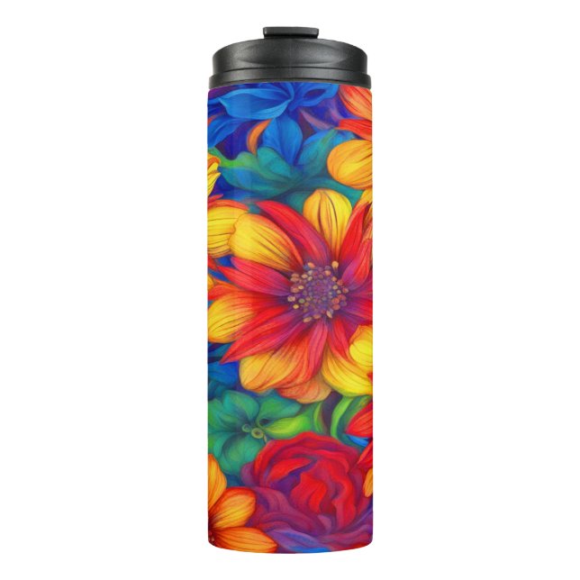Garrafa Térmica Abstrato floral colorida nº 67 - (Frente)