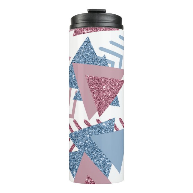 Garrafa Térmica abstrato lunar 80s | Rosa Máscara Dusty e Azul (Frente)