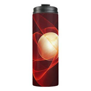 Garrafa Térmica Abstrato Modern Red Cream Fantasy Arte Fractal