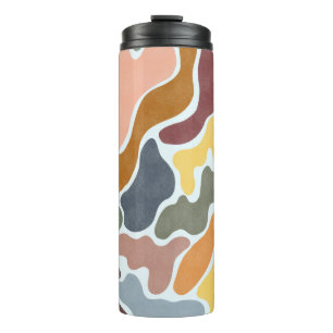 Garrafa Térmica Abstrato moderno, ilustração de tons de terra.