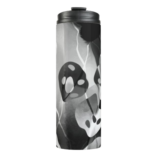 Garrafa Térmica Abstrato Moderno Preto e Branco (Frente)