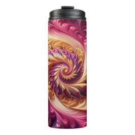 Garrafa Térmica Abstrato Moderno Rodando Rosa, Dourado e Roxo